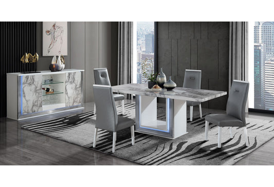 Dining Room Set White Marble YLime