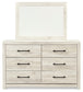 Cambeck King Panel Bed with 4 Storage Drawers with Mirrored Dresser, Chest and Nightstand