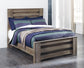 Zelen Full Panel Bed with Mirrored Dresser