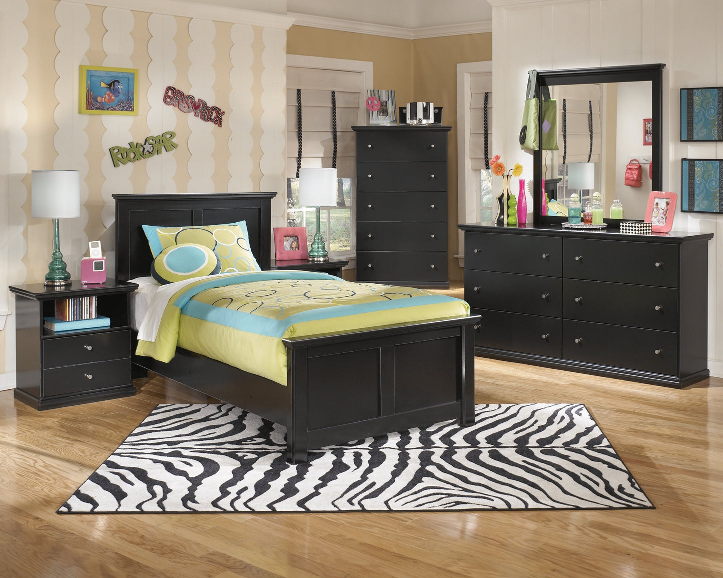 Maribel Twin Panel Bed with Dresser