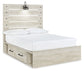 Cambeck  Panel Bed With 4 Storage Drawers With Mirrored Dresser, Chest And 2 Nightstands