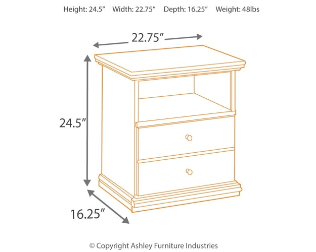 Maribel Twin Panel Headboard with Mirrored Dresser and 2 Nightstands