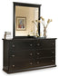 Maribel Twin Panel Headboard with Mirrored Dresser and Chest