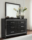 Kaydell King Upholstered Panel Bed with Mirrored Dresser, Chest and Nightstand