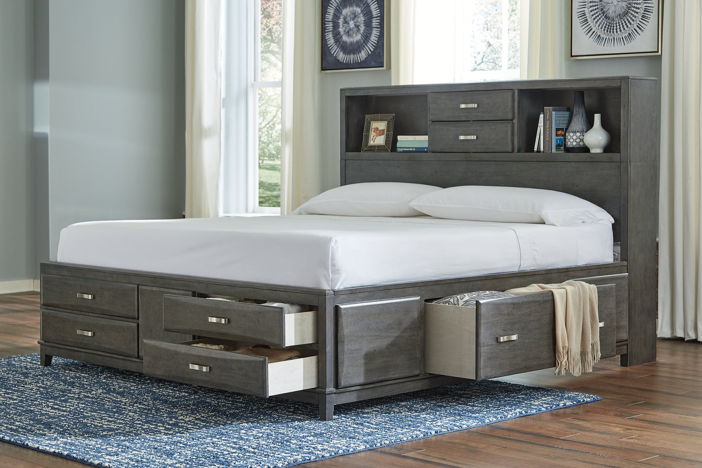 Caitbrook Queen Storage Bed with 8 Drawers with Dresser and Chest