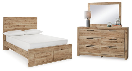 Hyanna Full Panel Storage Bed with Mirrored Dresser