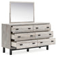 Vessalli King Panel Bed with Mirrored Dresser