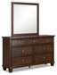 Danabrin Queen Panel Bed with Mirrored Dresser, Chest and 2 Nightstands