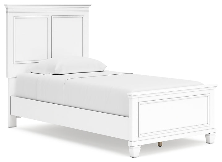 Fortman Twin Panel Bed with Mirrored Dresser, Chest and 2 Nightstands