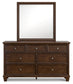 Danabrin California King Panel Bed with Mirrored Dresser and Nightstand