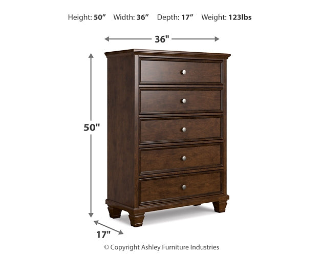 Danabrin Twin Panel Bed with Mirrored Dresser and Chest