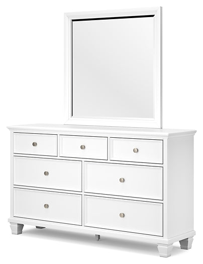 Fortman Queen Panel Bed with Mirrored Dresser and Chest