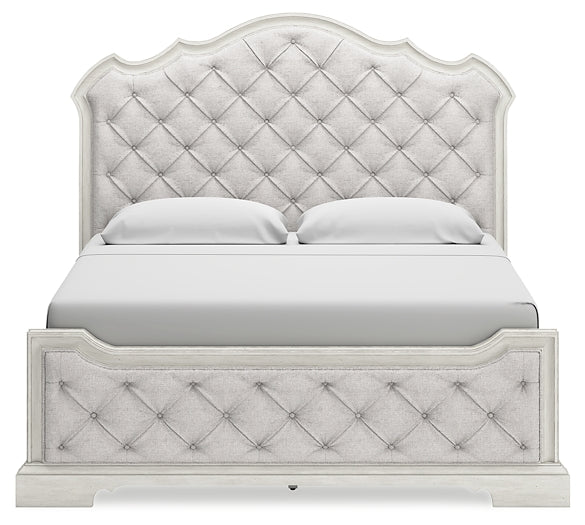 Arlendyne California King Upholstered Bed with Mirrored Dresser and Chest