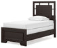 Covetown Twin Panel Bed with Mirrored Dresser, Chest and 2 Nightstands