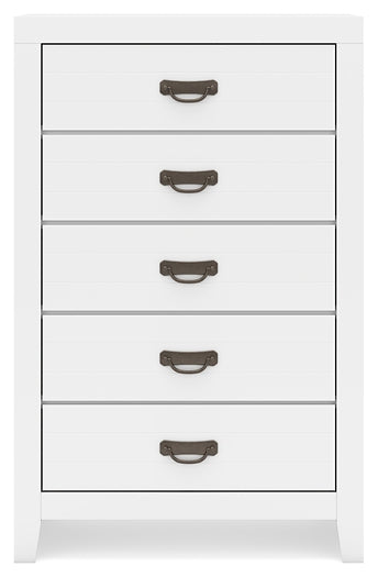 Binterglen Twin Panel Bed with Mirrored Dresser, Chest and 2 Nightstands