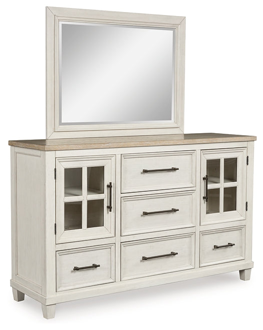 Shaybrock King Panel Bed with Mirrored Dresser and 2 Nightstands