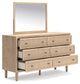 Cielden King Panel Bed with Mirrored Dresser