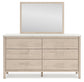 Cadmori Queen Upholstered Panel Bed with Mirrored Dresser