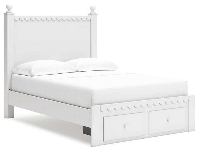 Mollviney Full Panel Storage Bed with Mirrored Dresser