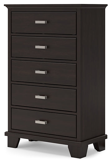 Covetown Full Panel Bed with Mirrored Dresser, Chest and Nightstand