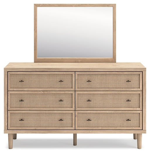 Cielden Queen Panel Headboard with Mirrored Dresser and Chest