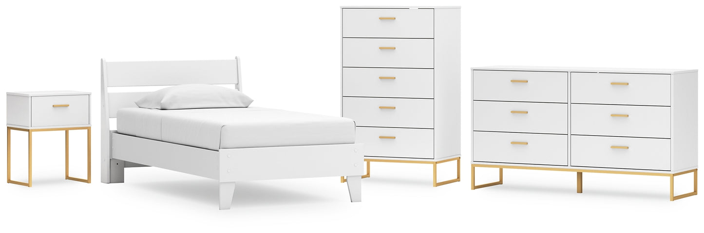 Socalle Twin Panel Platform Bed with Dresser, Chest and Nightstand