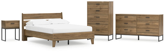 Deanlow Full Platform Panel Bed with Dresser, Chest and Nightstand